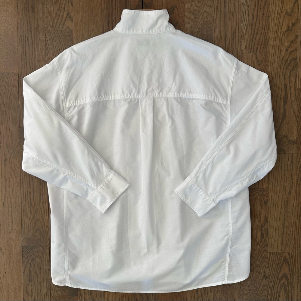 AYR The Tate Oxford Cloth Collared Long Sleeve Shirt in White Size Large - Picture 7 of 10